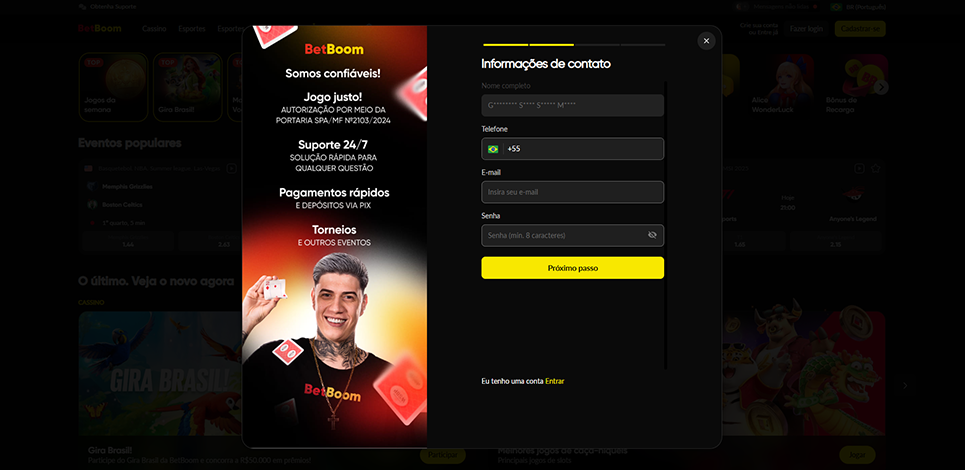 Como se cadastrar no BetBoom casino