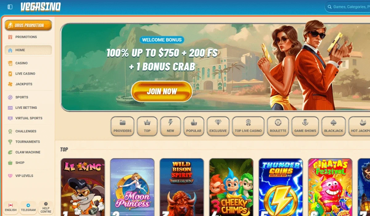 Vegasino-1 Vegasino-homepage-screenshot