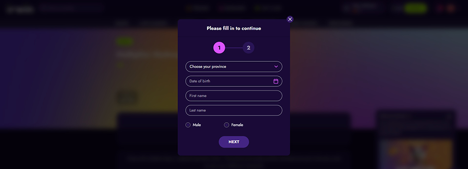 Irwin Casino Sign Up Step 2
