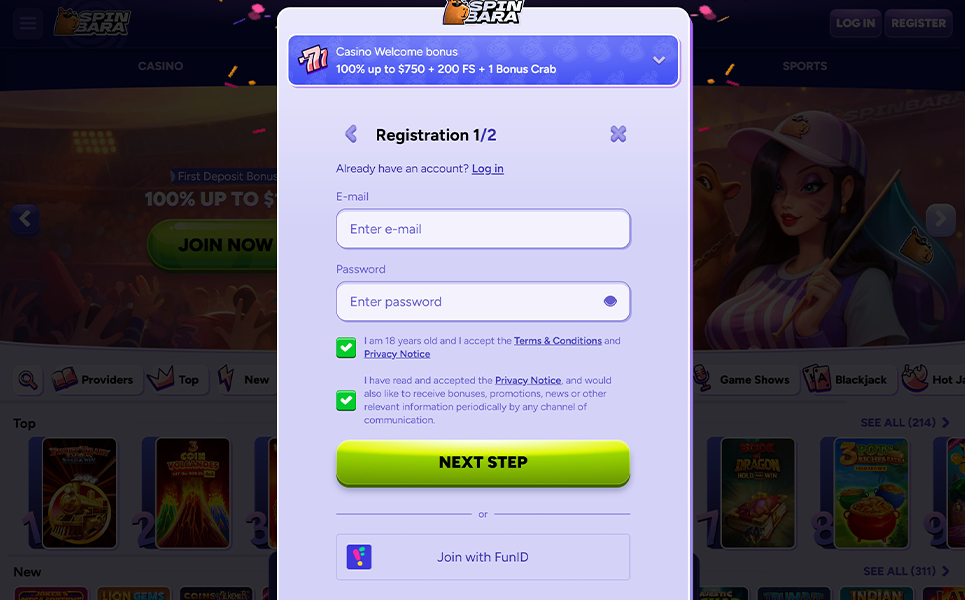 Spinbara Casino Sign Up