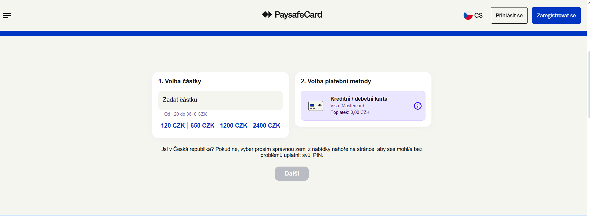 Paysafecard deposit
