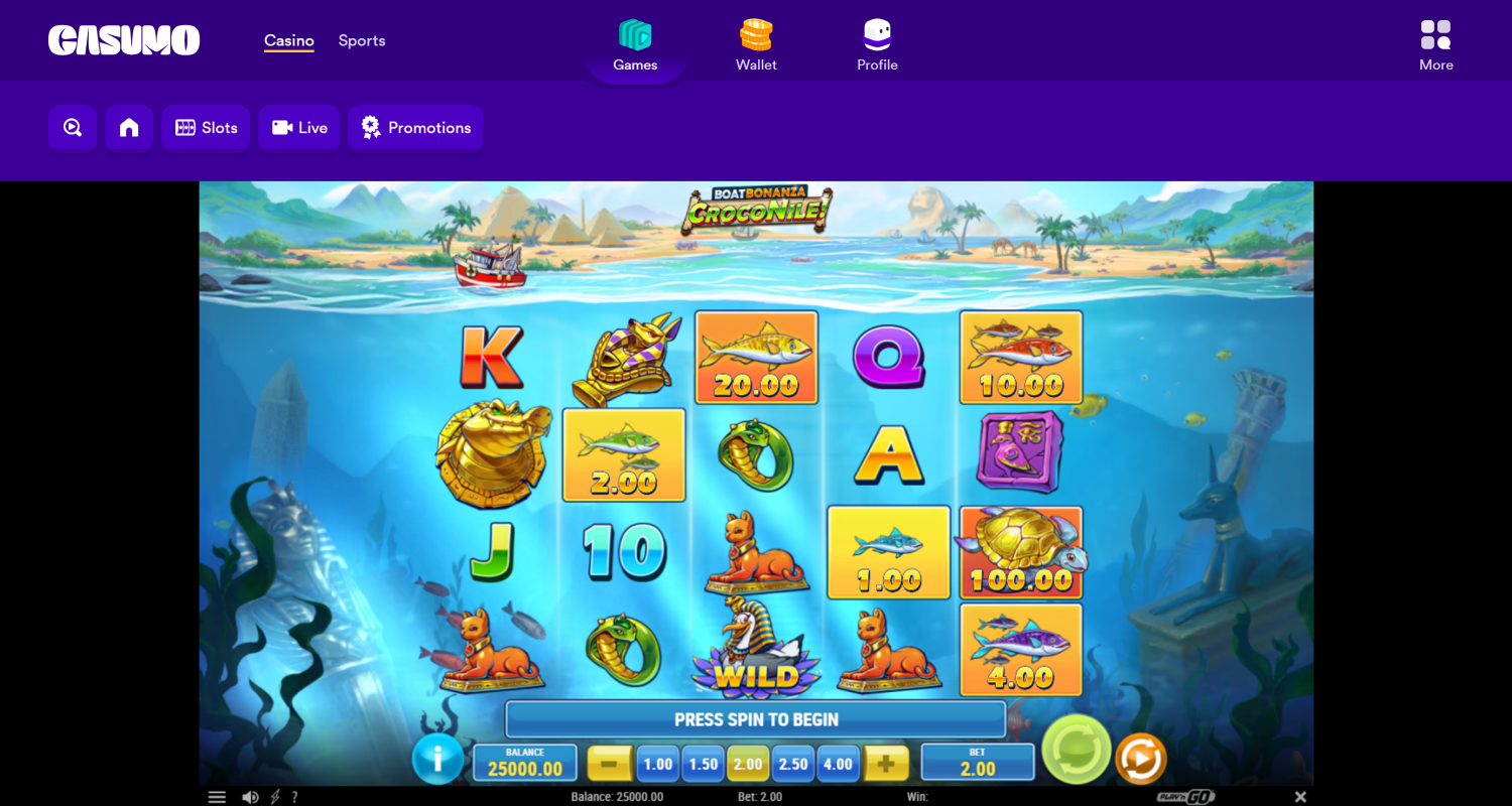 Start dit valgte spil på Casumo Casino