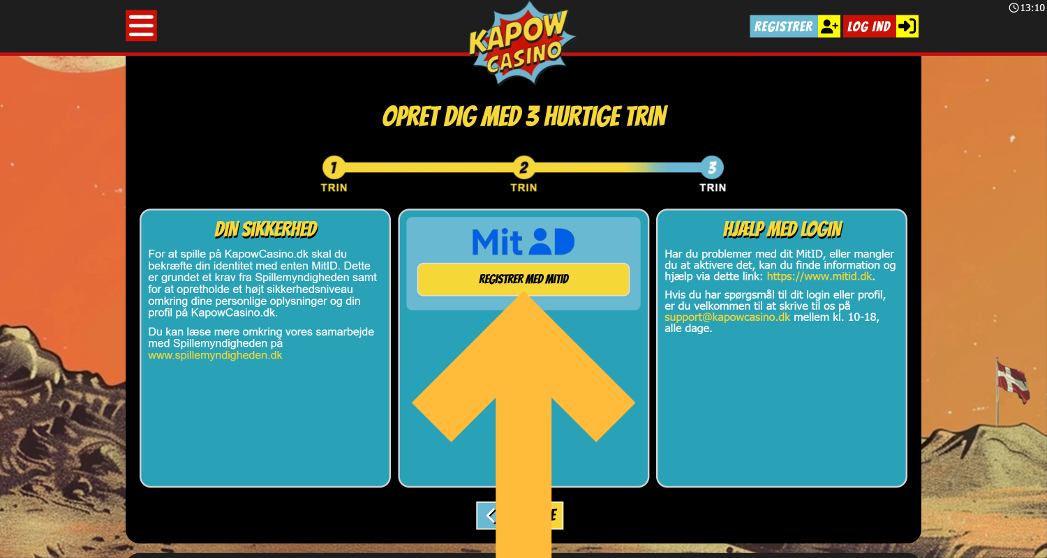 Fuldfør din Kapow casino-registrering med dit MitID