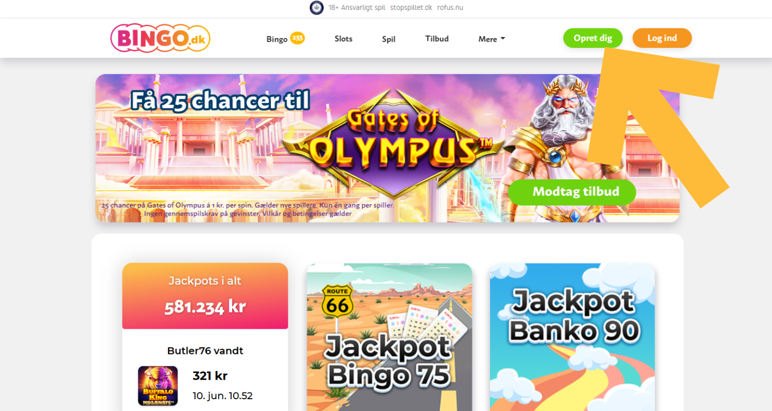 Klik på “Opret dig selv”