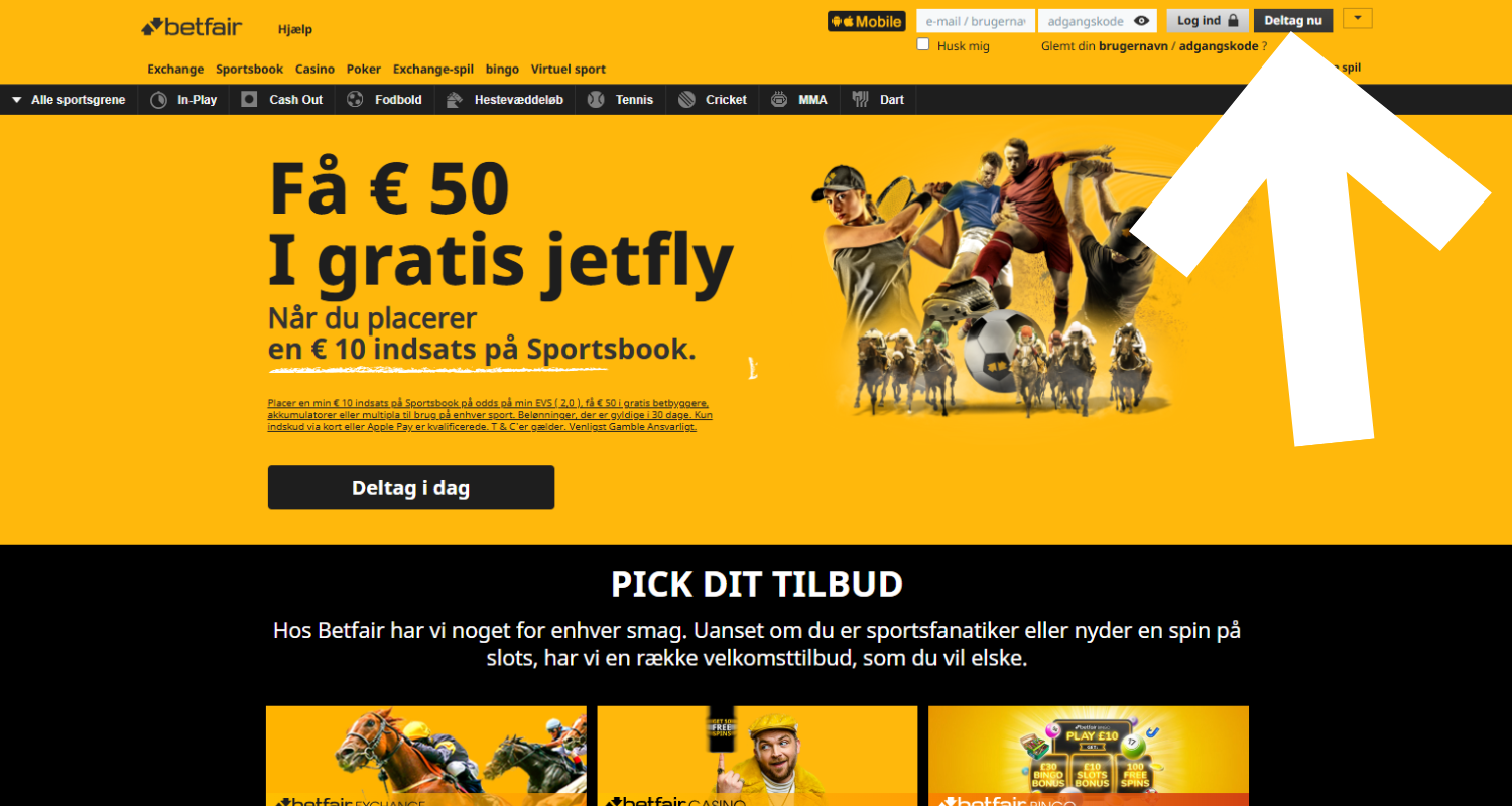 Gå til Betfairs hjemmeside