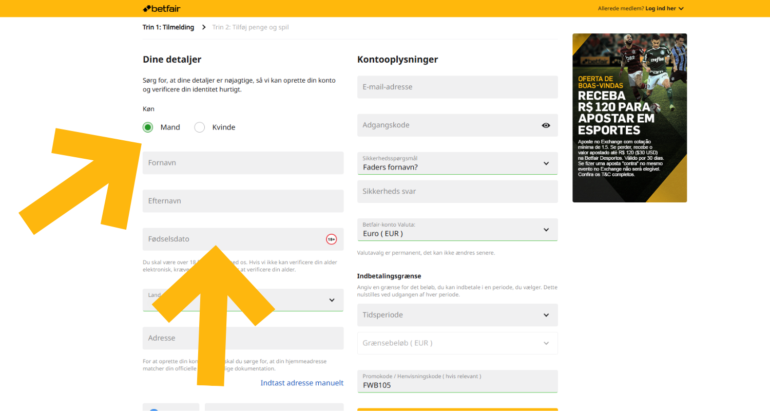 Angiv personlige oplysninger