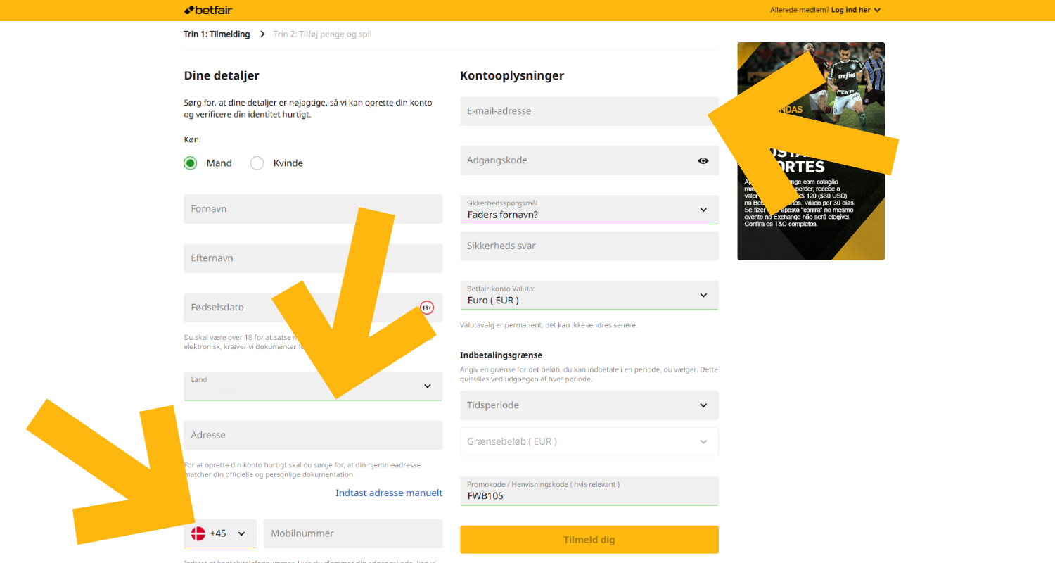 Indtast dine kontaktoplysninger