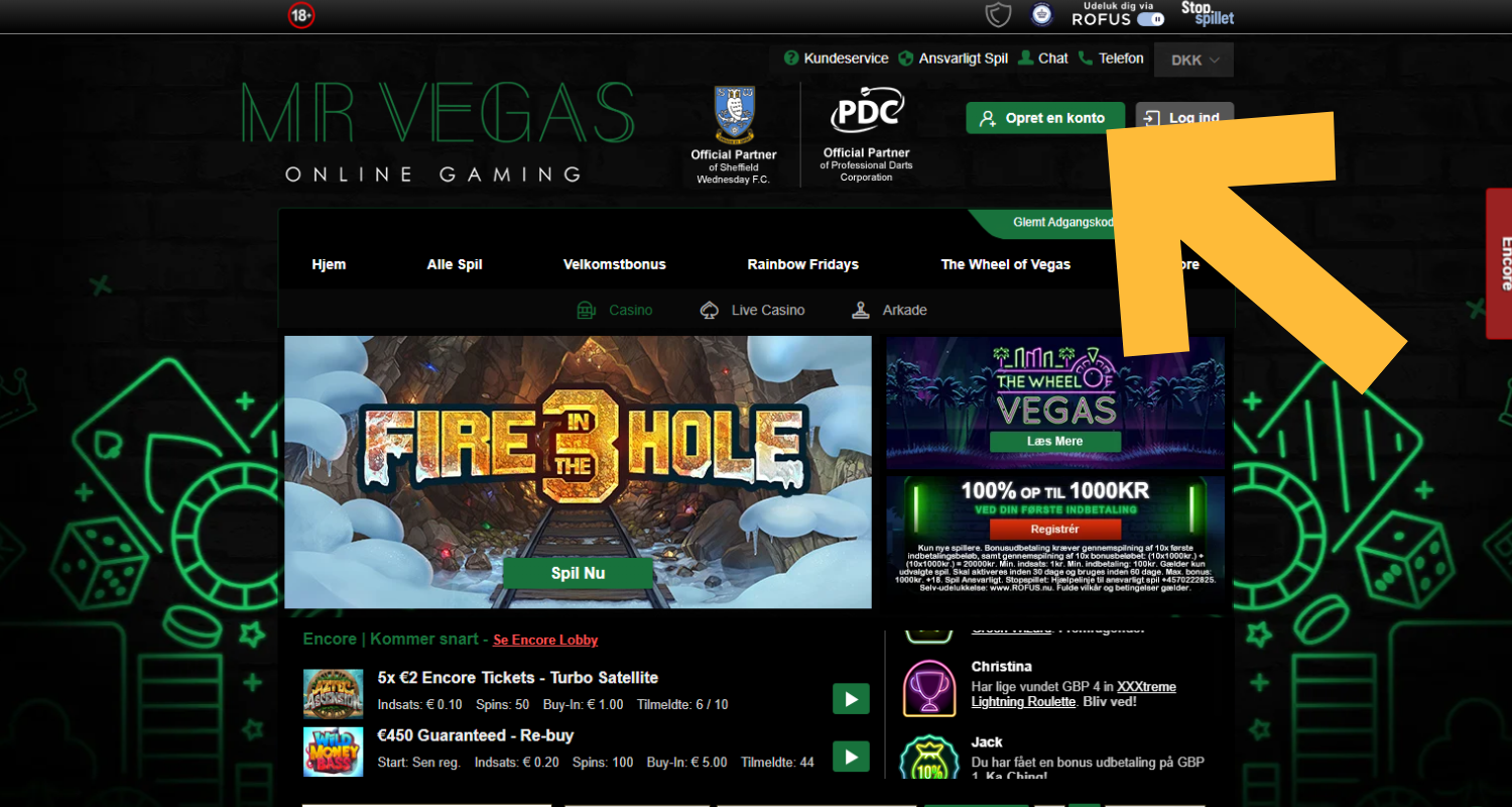 Gå til den officielle Mr Vegas hjemmeside