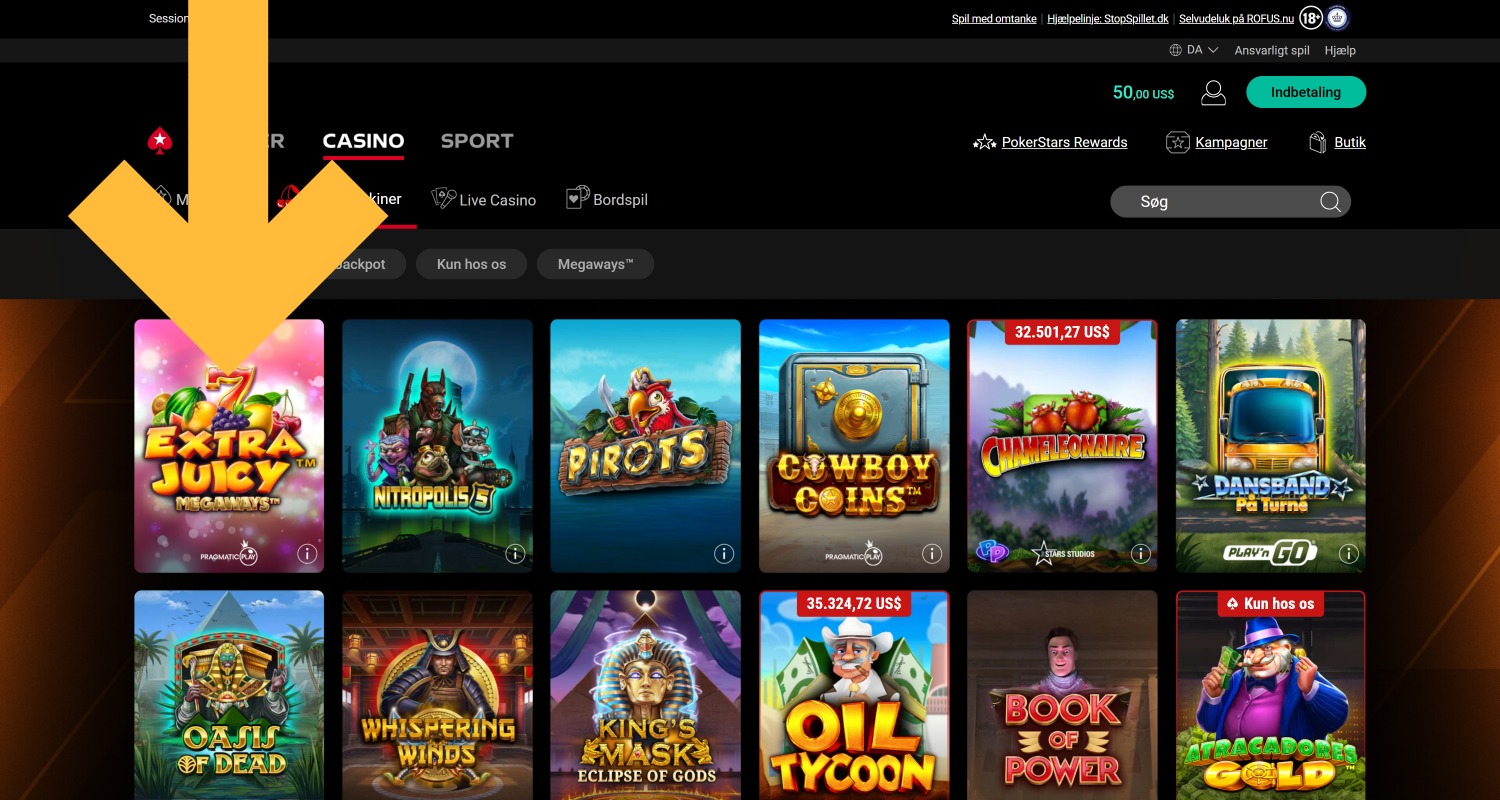 Vælg et spil fra PokerStars' katalog, og vent på, at det bliver downloadet