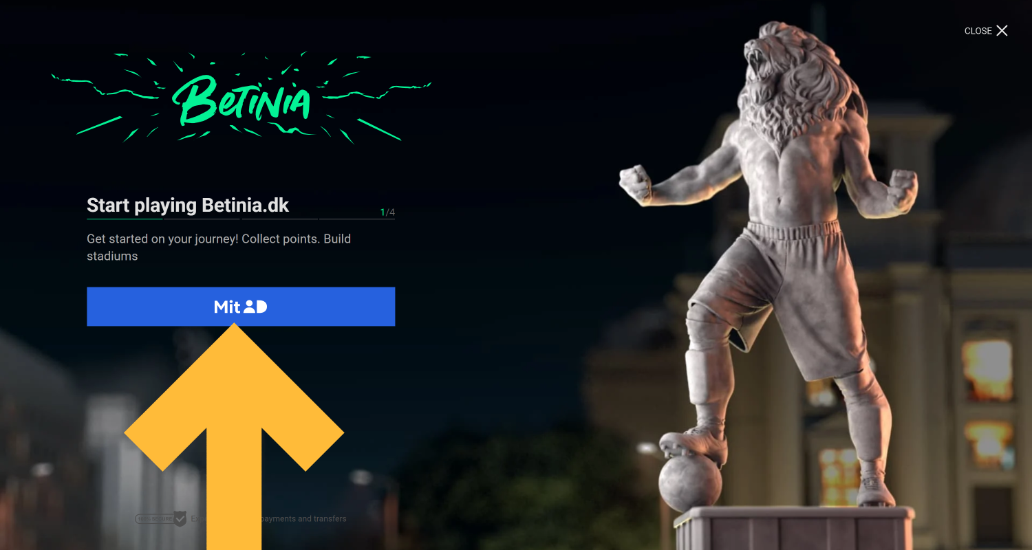 Tilmeld dig Betinia casino i Danmark, log ind på din konto og indbetal