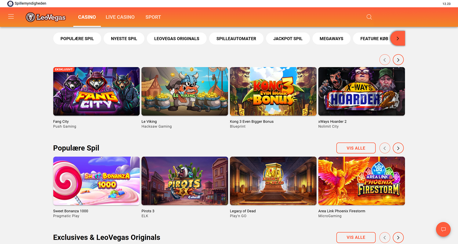 Vælg dit yndlingsspil på LeoVegas' casino-hjemmeside, og start det