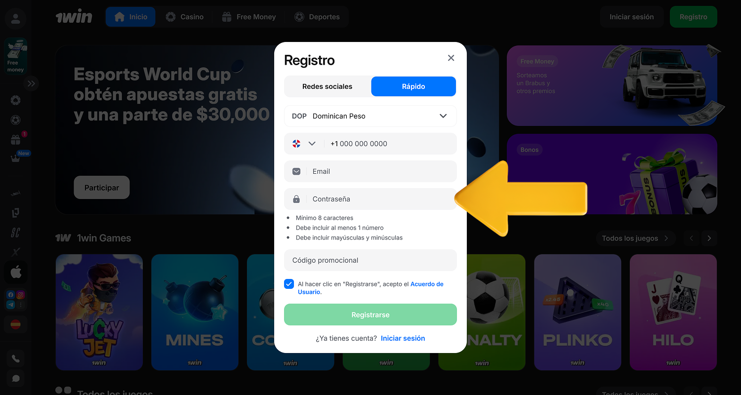 Regístrate en el sitio web del casino 1win en República Dominicana