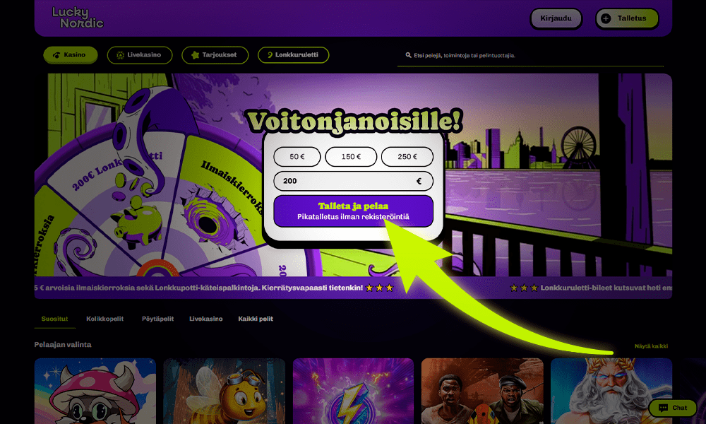 Vajuta nuppu, et registreeruda Lucky Nordic