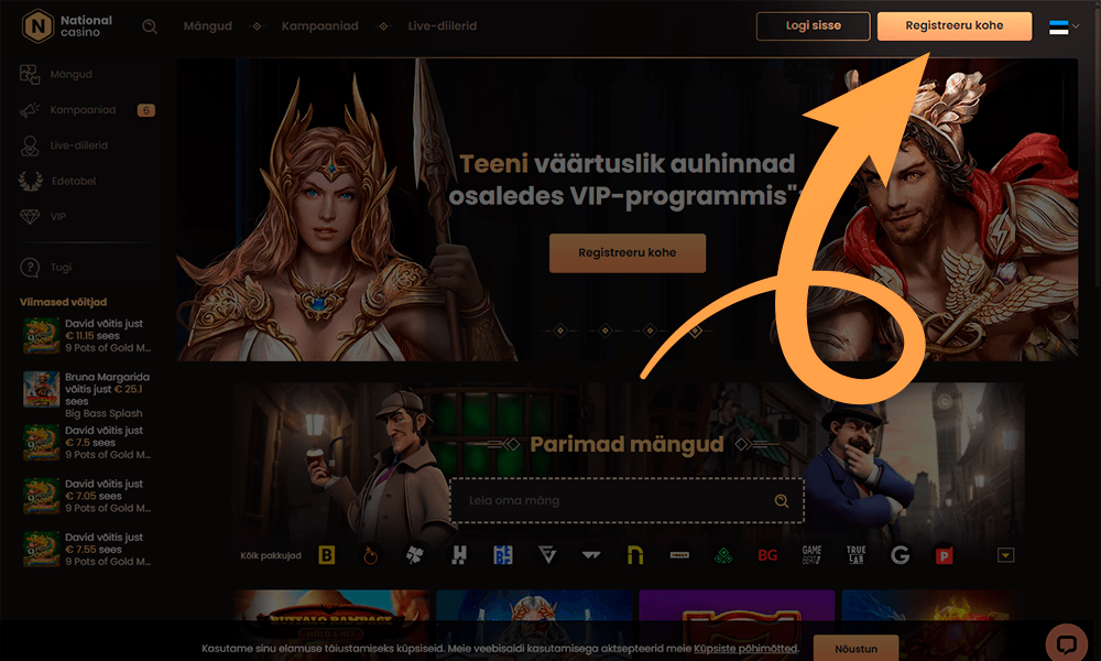 Vajuta nuppu, et registreeruda National