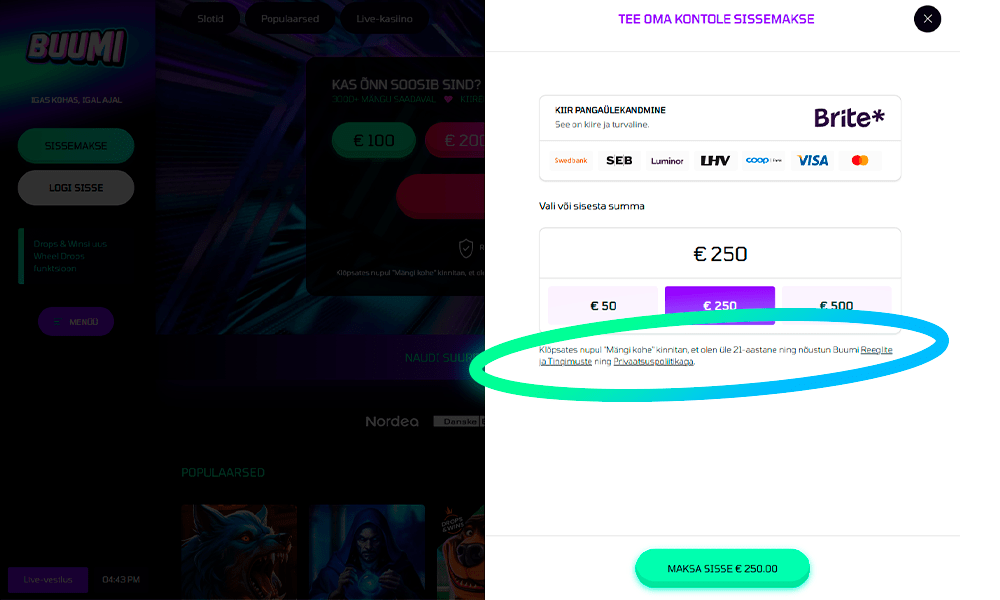 Nõustu Buumi registreerimistingimustega