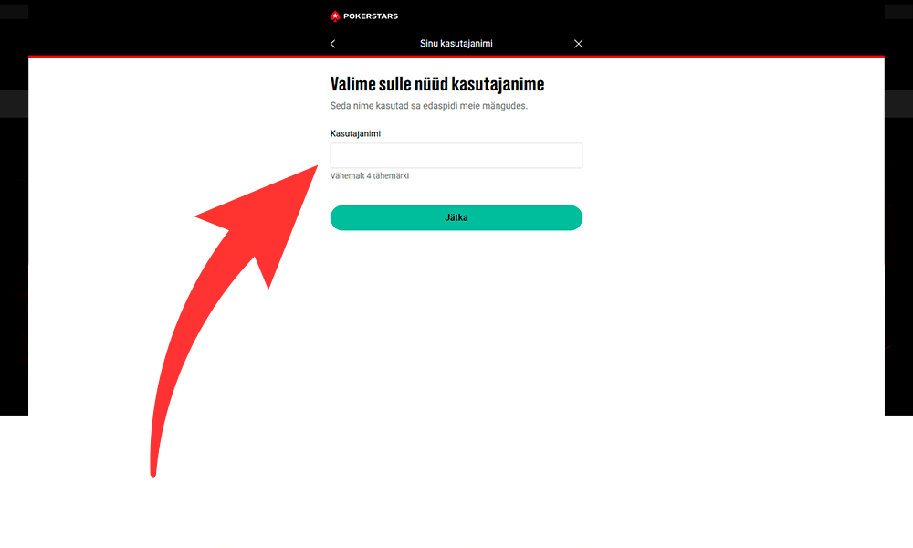 Täida PokerStars registreerimise väljad