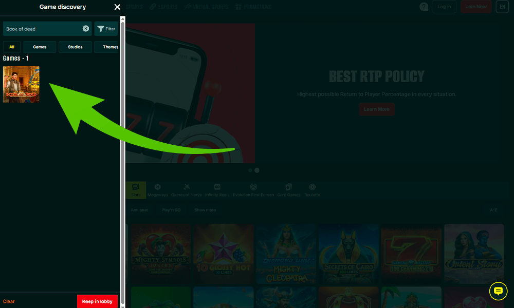 Leia Book of Dead mänguautomaat spetsiaalsest jaotisest