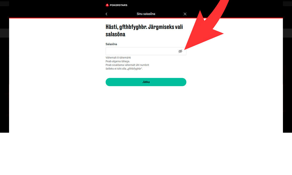 Täida PokerStars registreerimise väljad