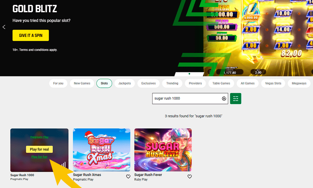 Vajuta nuppu, et alustada mängimist Sugar Rush 1000