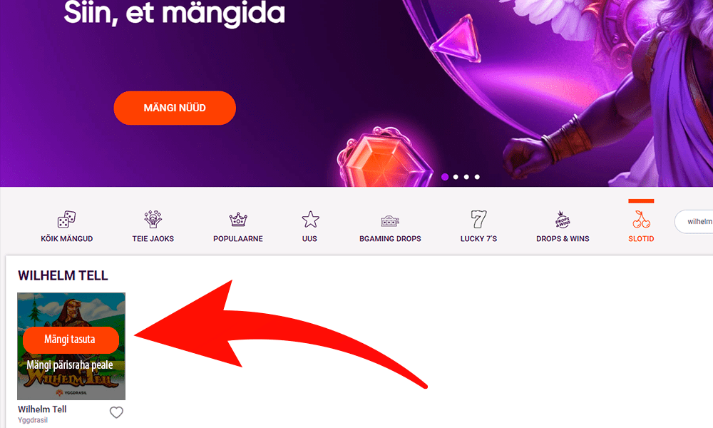 Vajuta nuppu, et alustada mängimist Wilhelm Tell