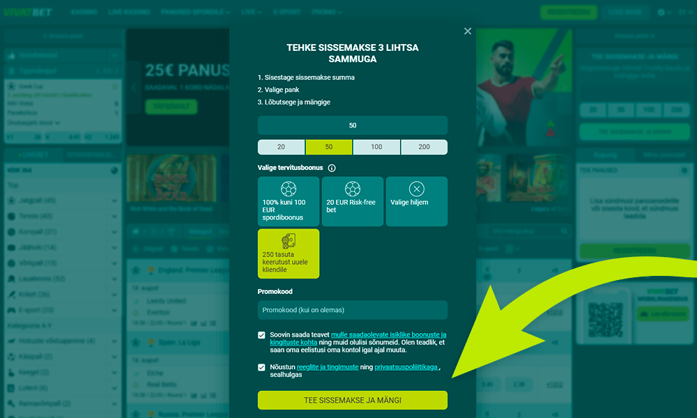 Kinnitage oma registreerumine VivatBet