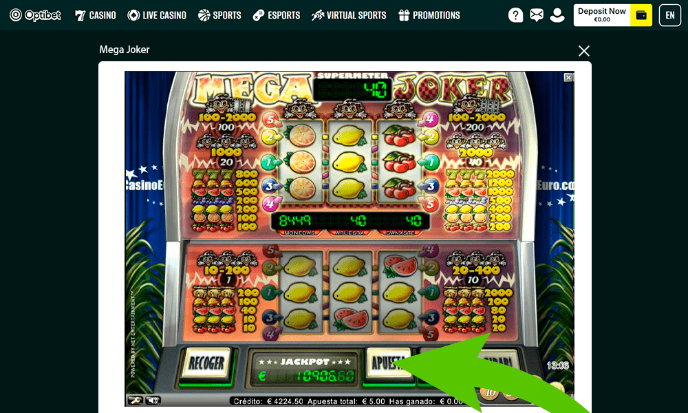 Jätka mängimist ja panuste tegemist Mega Joker