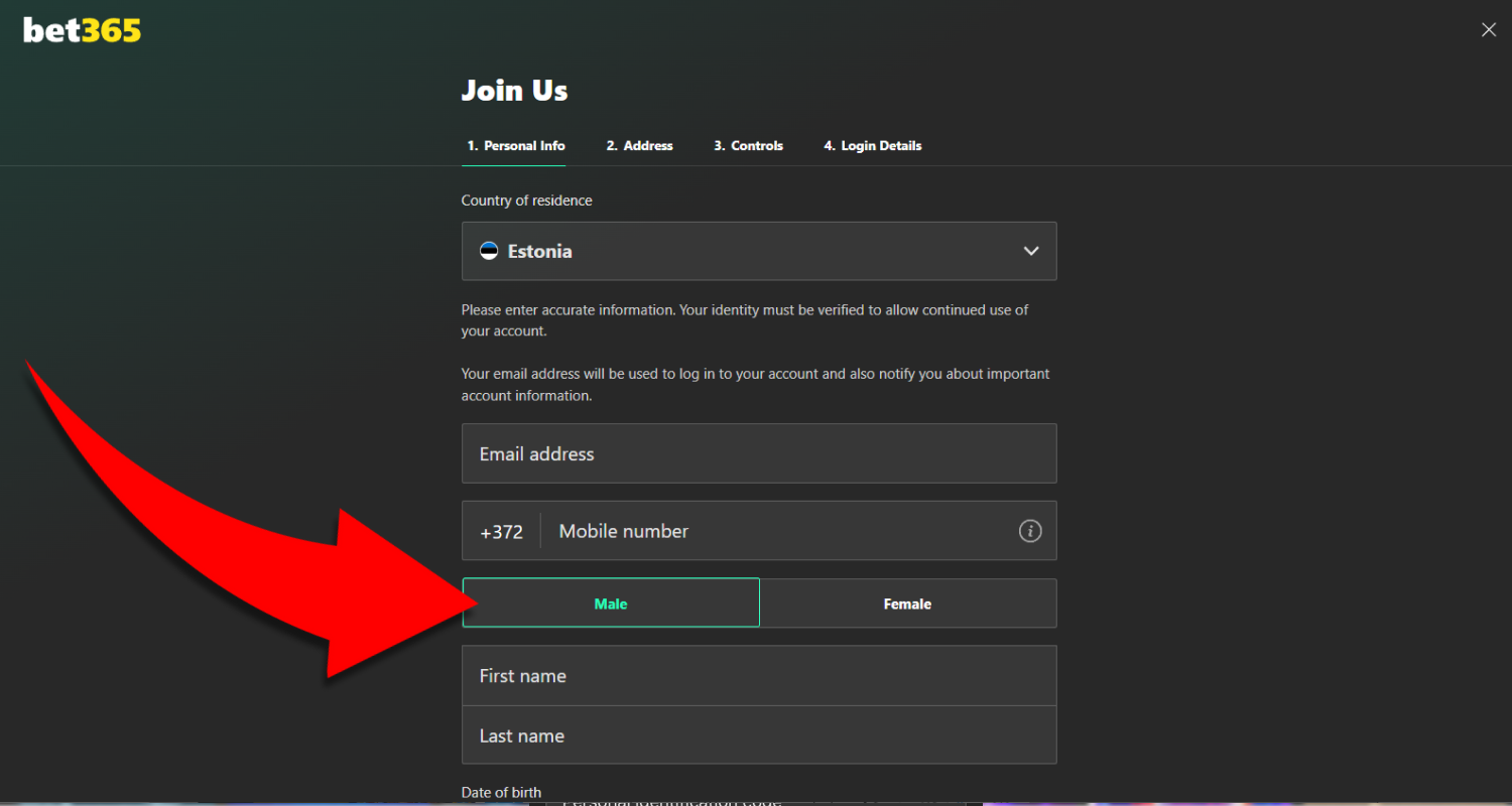 Täitke vorm oma ees- ja perekonnanime, sünnikuupäeva, e-posti aadressi, telefoninumbri ja aadressiga