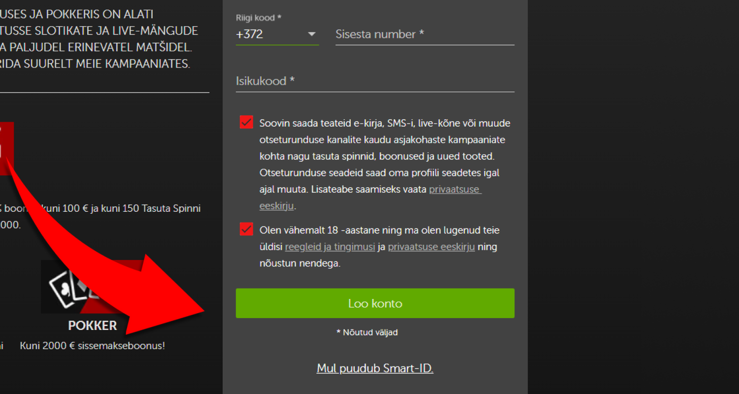 Uue profiili aktiveerimiseks klõpsake menüü allosas paikneval rohelisel nupul