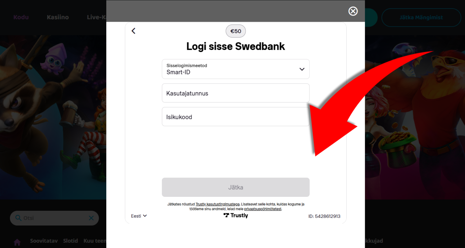 Süsteem küsib smart-id või Mobile-ID autoriseerimist, sisestades oma kasutaja numbri ja isikliku koodi