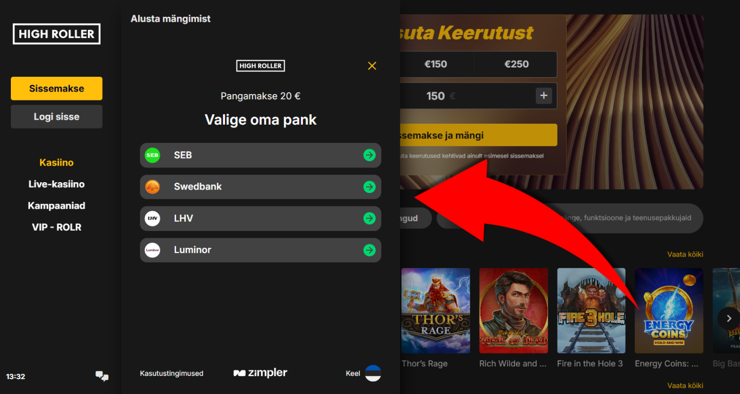 Valige endale sobiv ja usaldusväärne tehingumeetod pakutud võimaluste hulgast