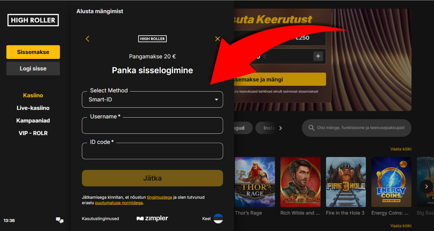 Logige panka sisse smart-id või mobiil-id abil ning määrake oma kasutajanimi ja id-kood