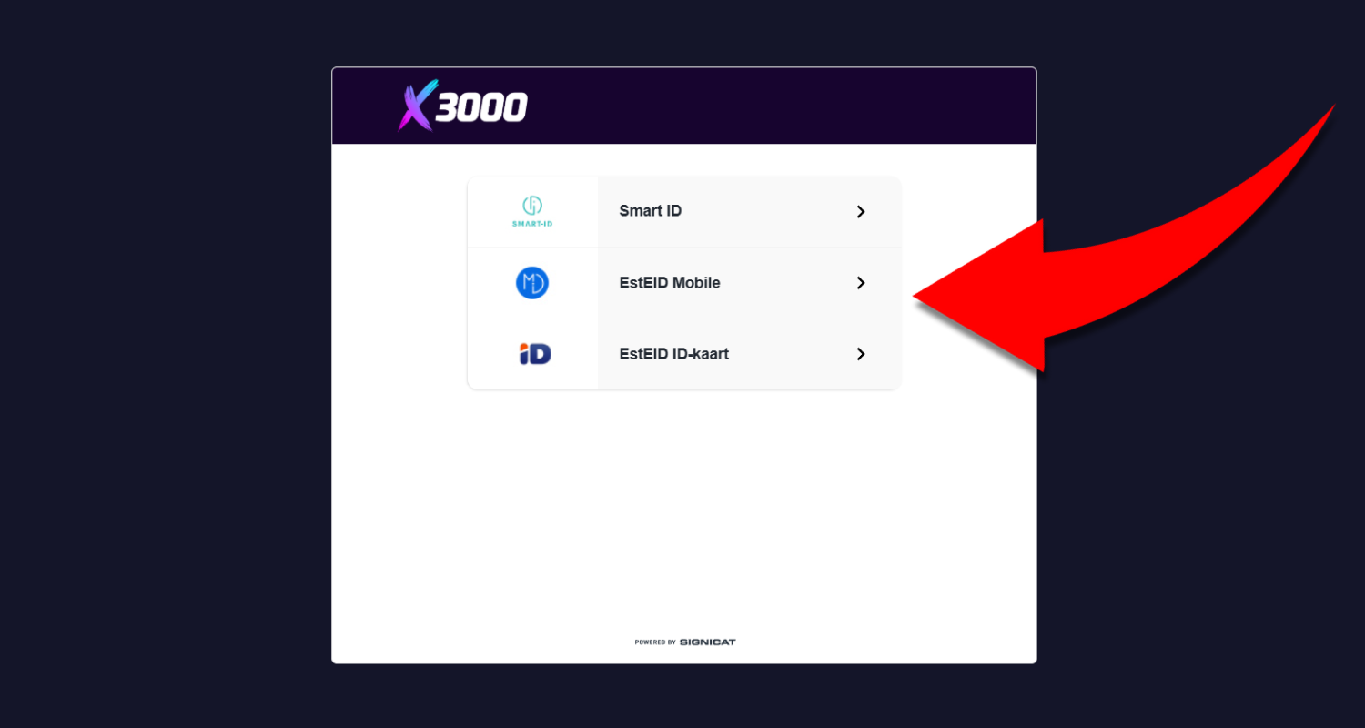 Valitud meetodist sõltuvalt sisestage oma riiklik number, telefon ja isiklik kood või sisestage id-kaart lugejasse