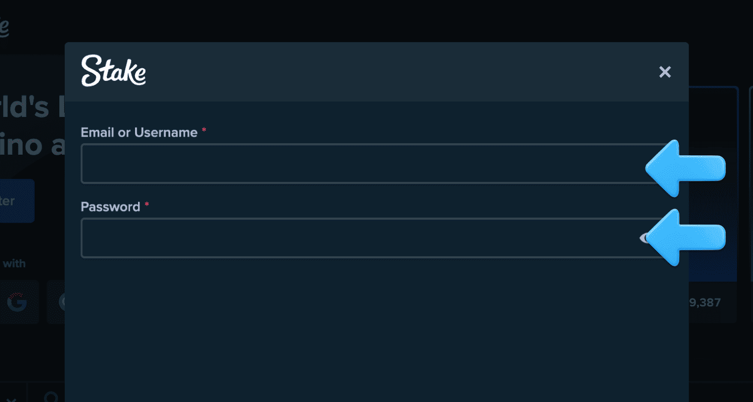 შედით თქვენს ანგარიშზე Stake Georgia-ს ვებსაიტზე