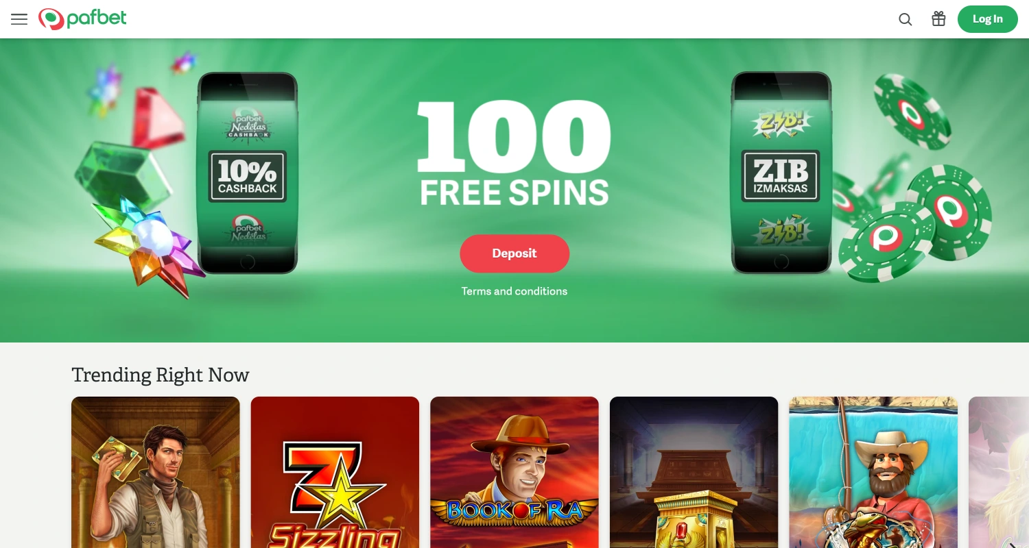 Ανοίξτε την ιστοσελίδα του διαδικτυακού καζίνο PafBet Ελλάδα