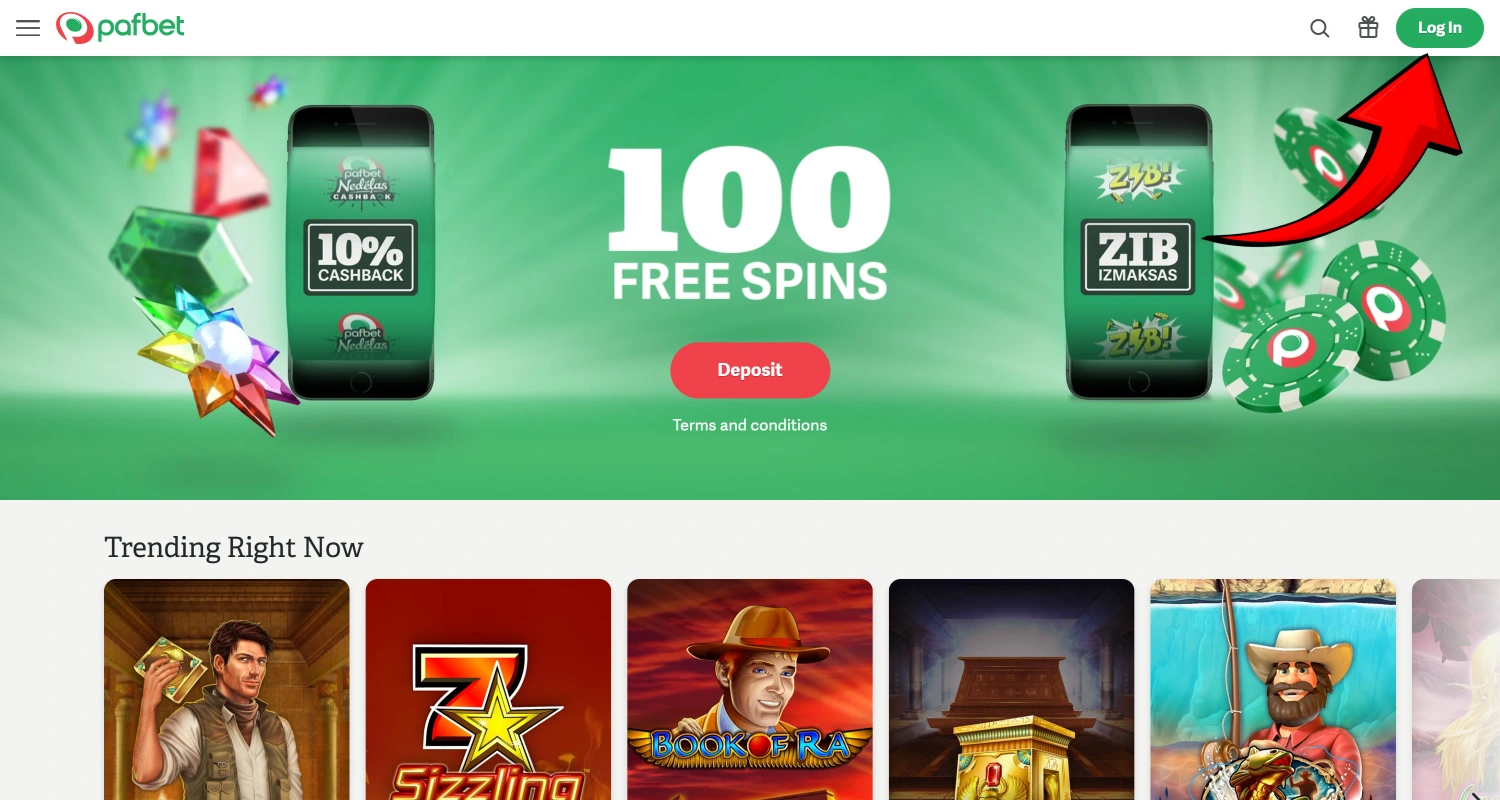 Πατήστε το κουμπί Εγγραφή για να δημιουργήσετε λογαριασμό στο καζίνο PafBet