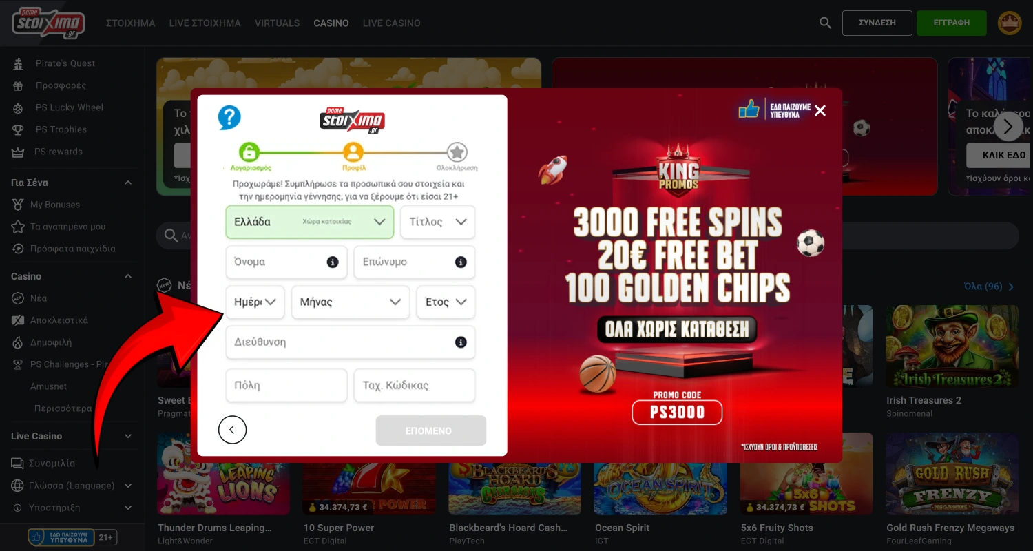 Εισάγετε τα προσωπικά σας στοιχεία