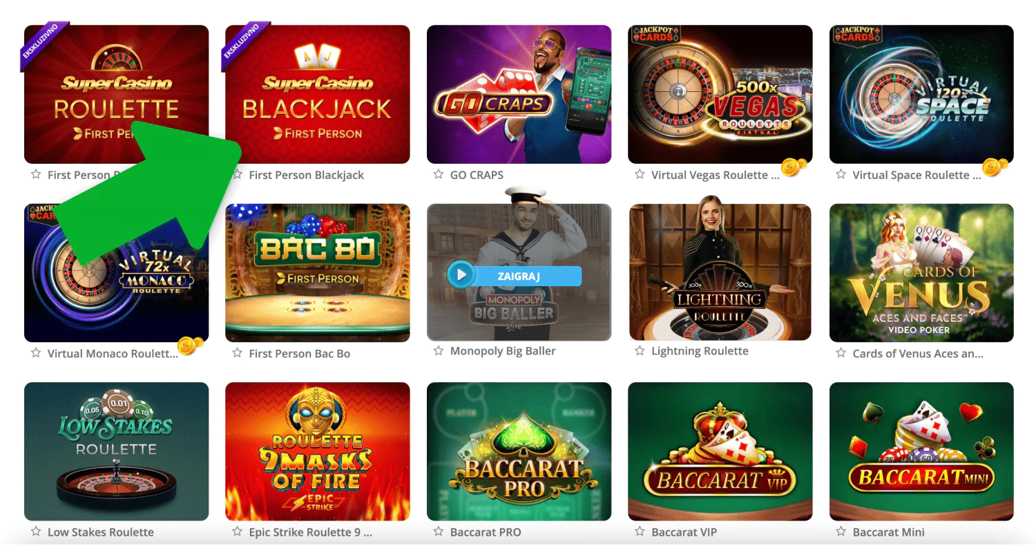 Odaberite jednu od verzija blackjacka