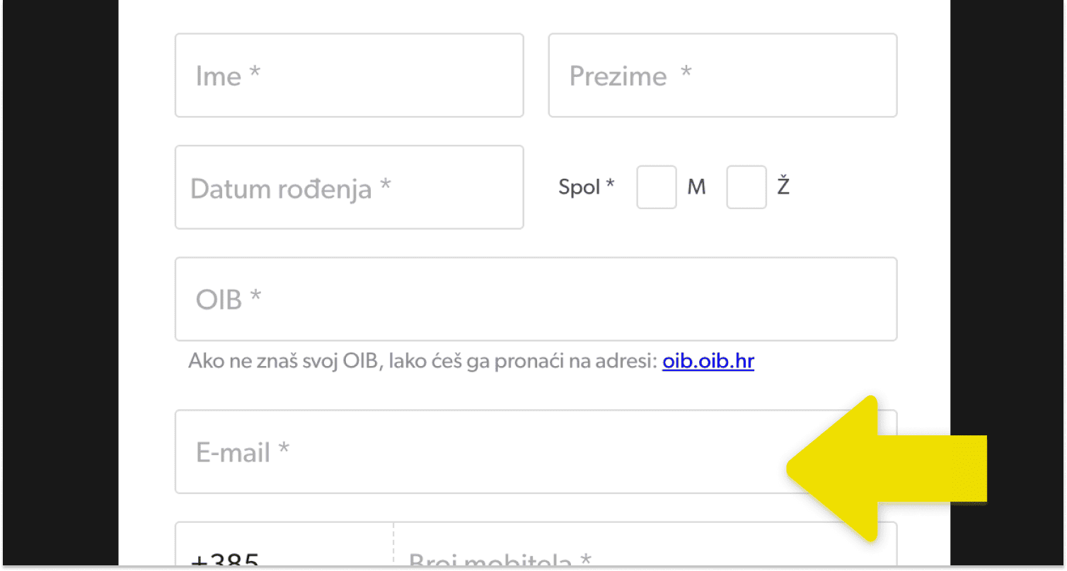 Unesite svoju adresu e-pošte za registraciju u Rizk Casinu