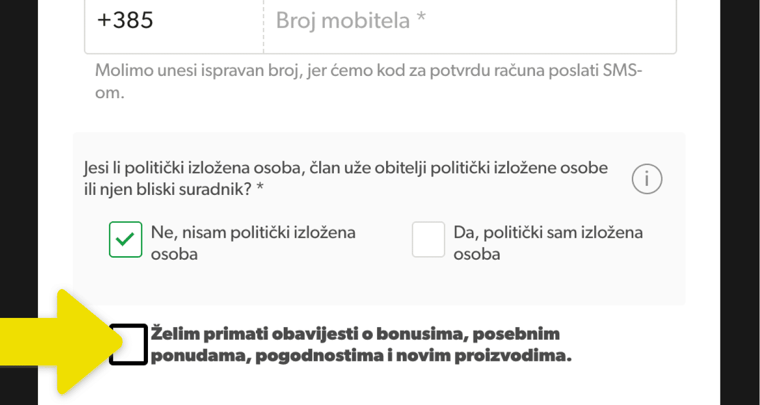 Nastavite na sljedeći korak registracije u Rizk Casinu