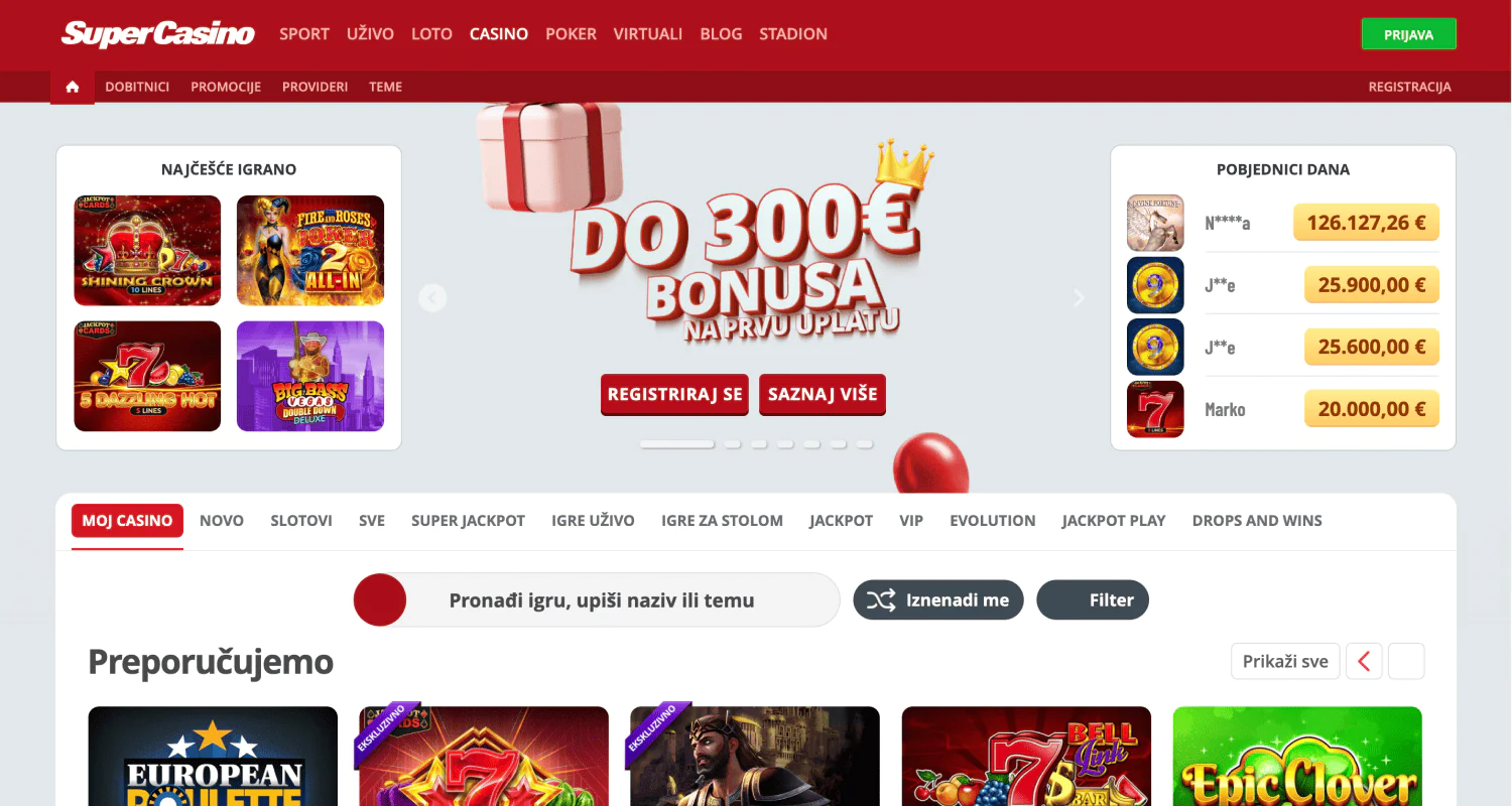 Otvorite službenu web stranicu SuperCasina