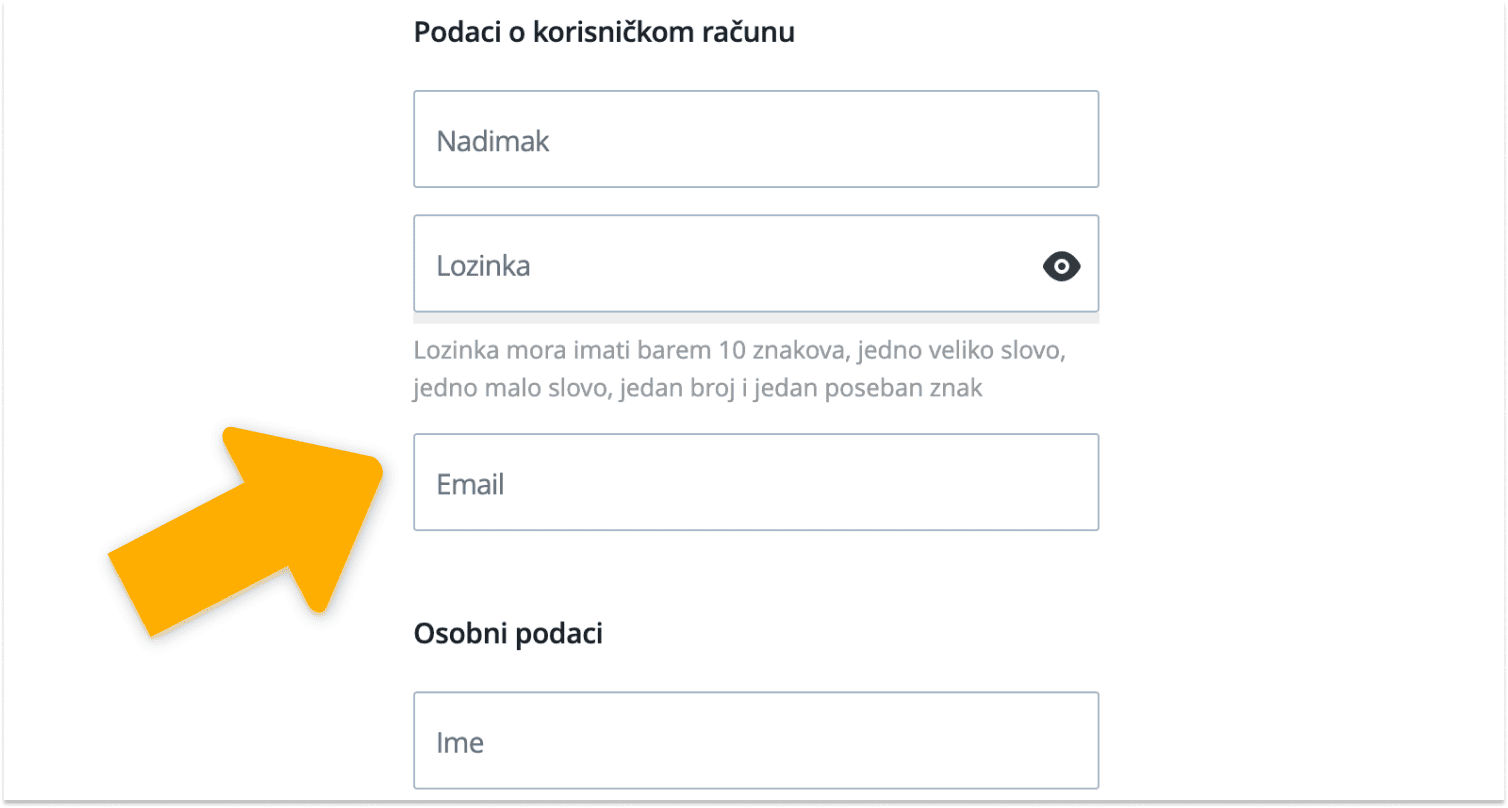 Ispunite obrazac sa svojim osobnim podacima na web stranici SuperCasina