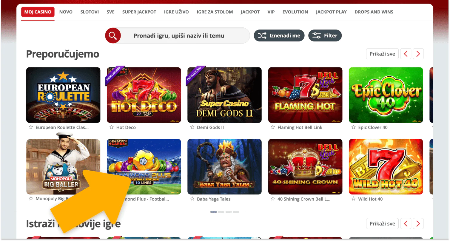 Prijavite se i igrajte na web stranici SuperCasina