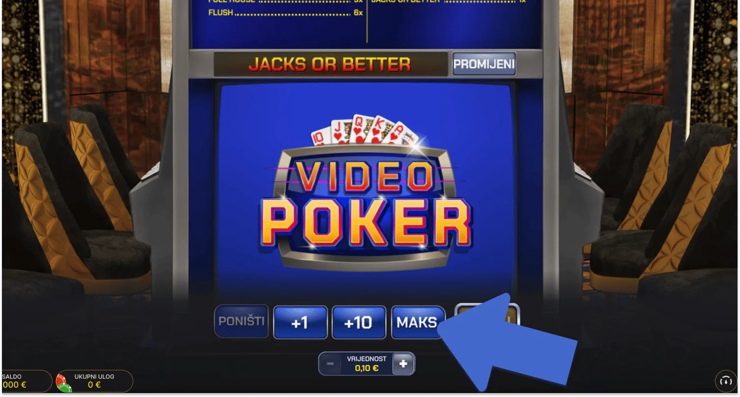 Postavite okladu u video pokeru