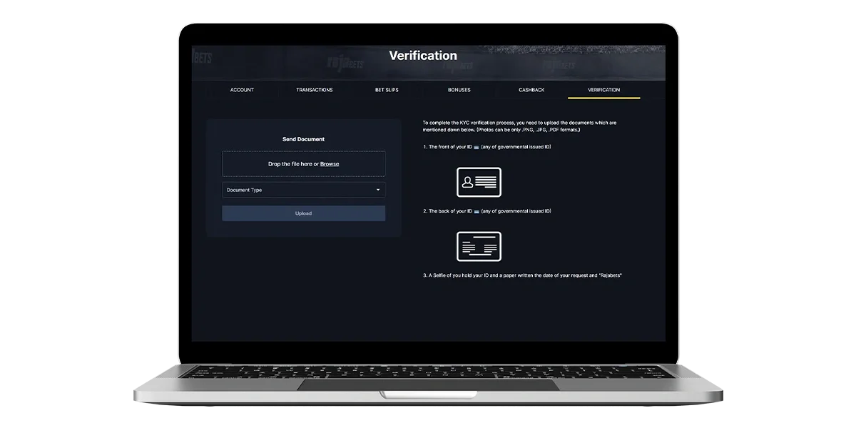 rajabets-casino-kyc-verification-page