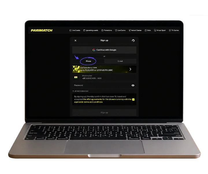 Parimatch Casino - Registration - 2. Sign up Form Mobile Parimatch Casino - Registration - 2. Sign up Form Mobile