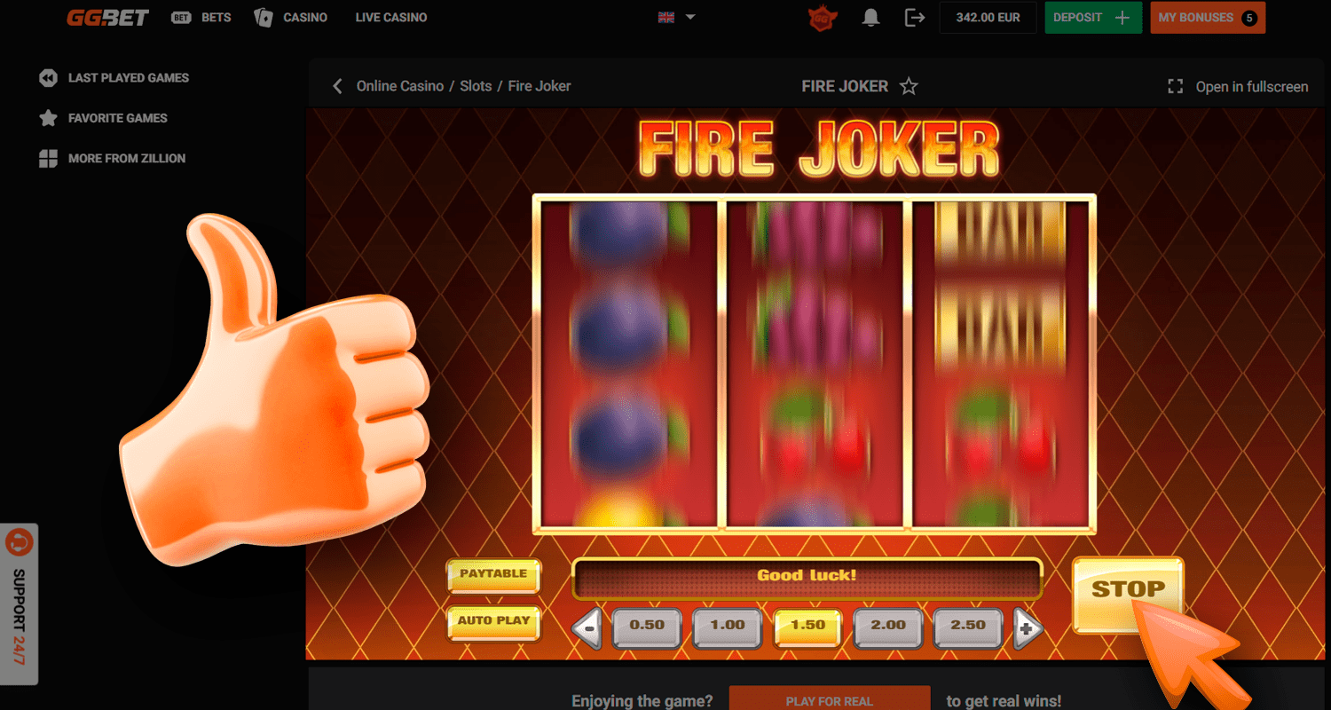 Tęsti žaidimą „Fire Joker“