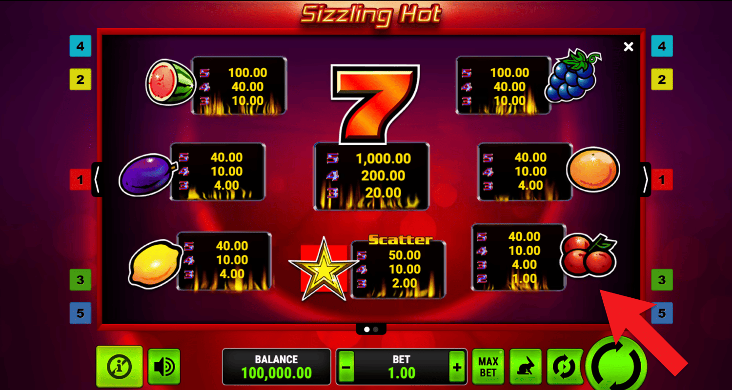 Peržiūrėkite žaidimo „Sizzling Hot Deluxe“ taisykles