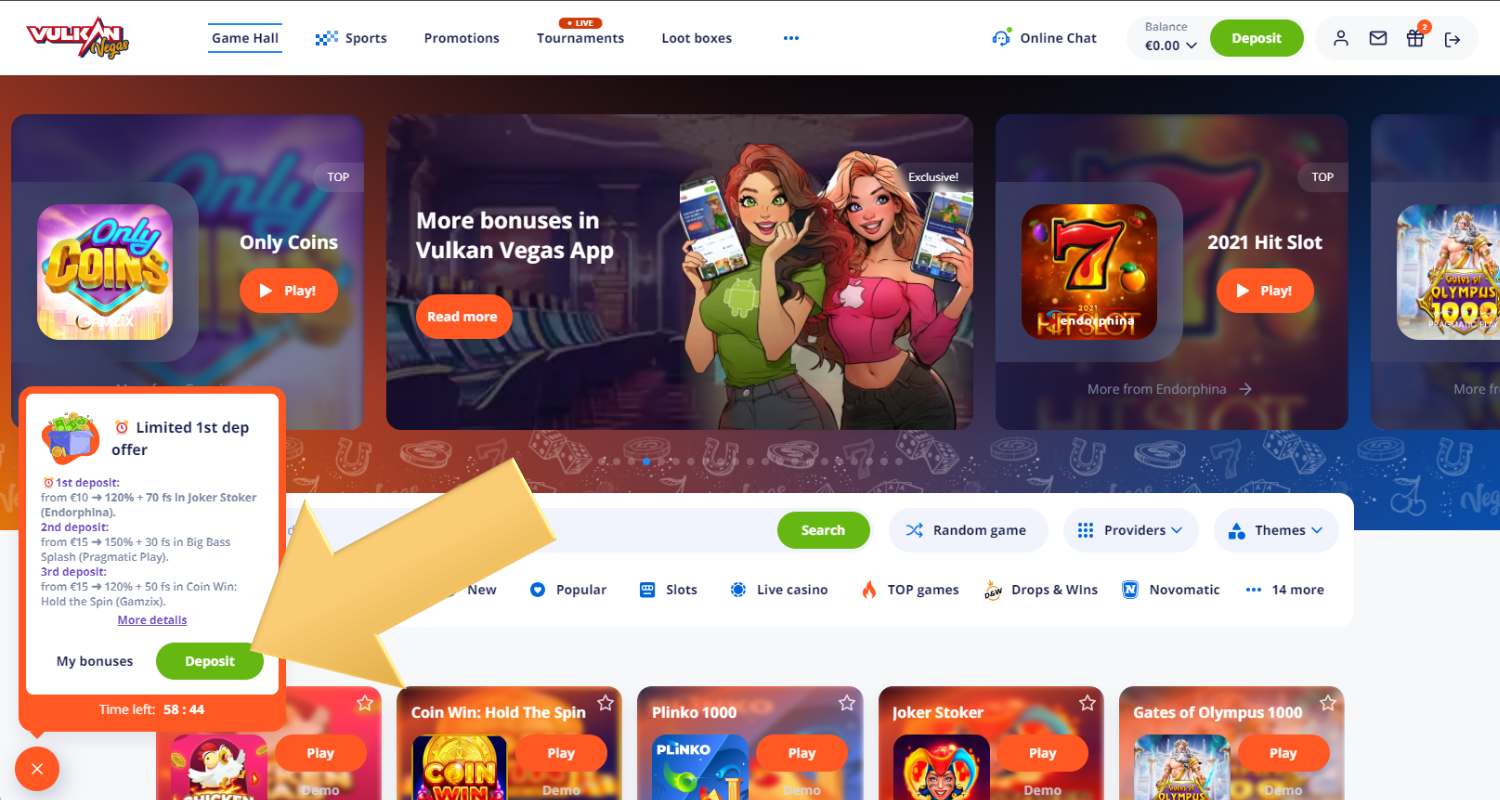Padaryti įmoką Vulkan Vegas kazino Lietuvoje