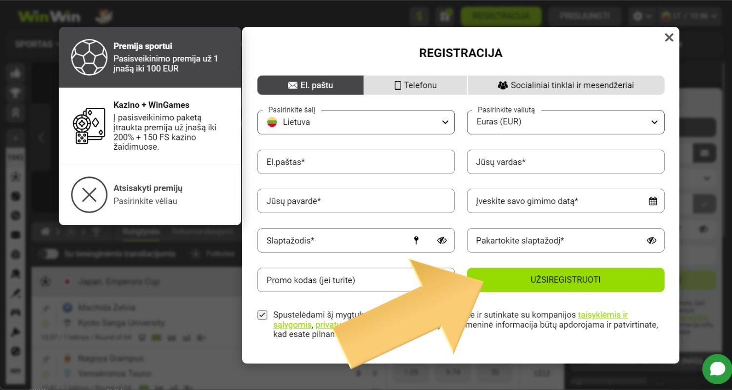 Spustelėkite, kad patvirtintumėte registraciją WinWin kazino Lietuvoje