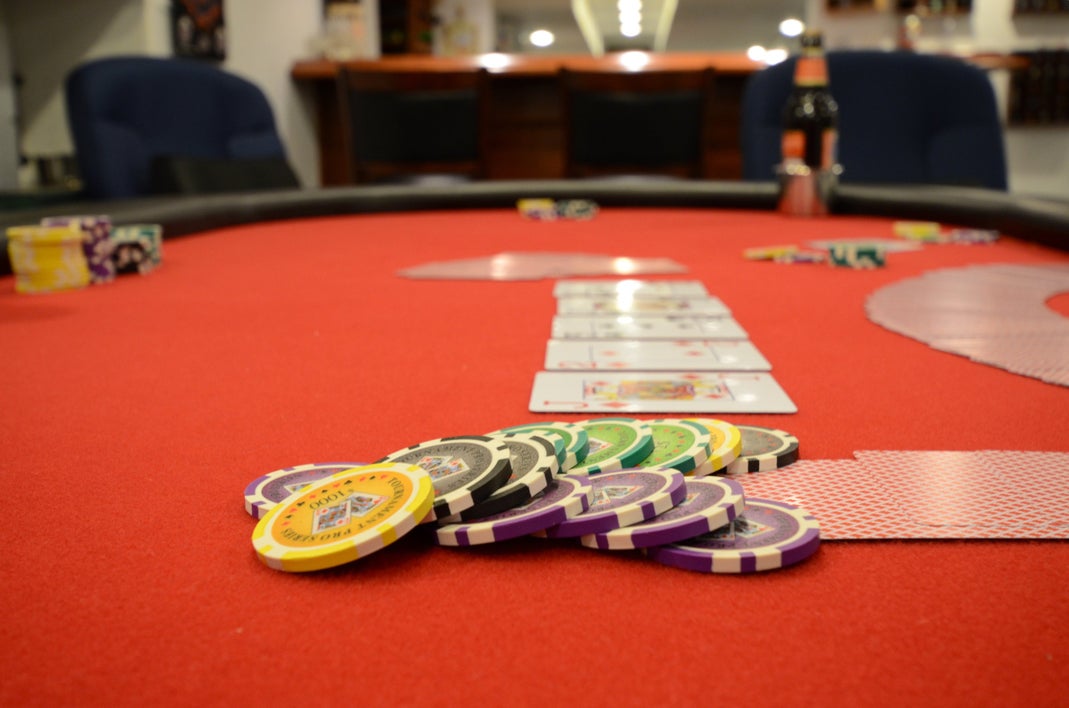 Playing Chips and Cards on a PokerTable